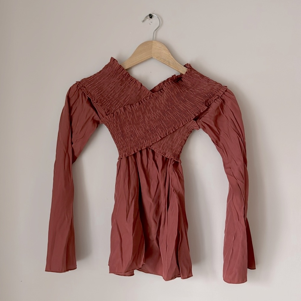 Burnt Orange Long Sleeve Blouse
